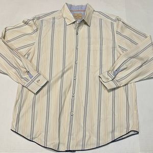 Tommy Bahama Blue Orange Striped Long Sleeve Button Shirt Men’s Size XL